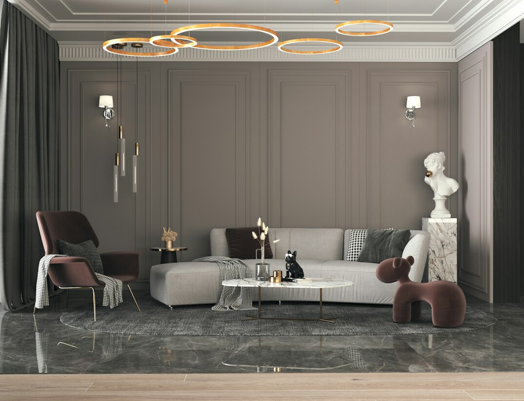 luxury living room with modern furniture